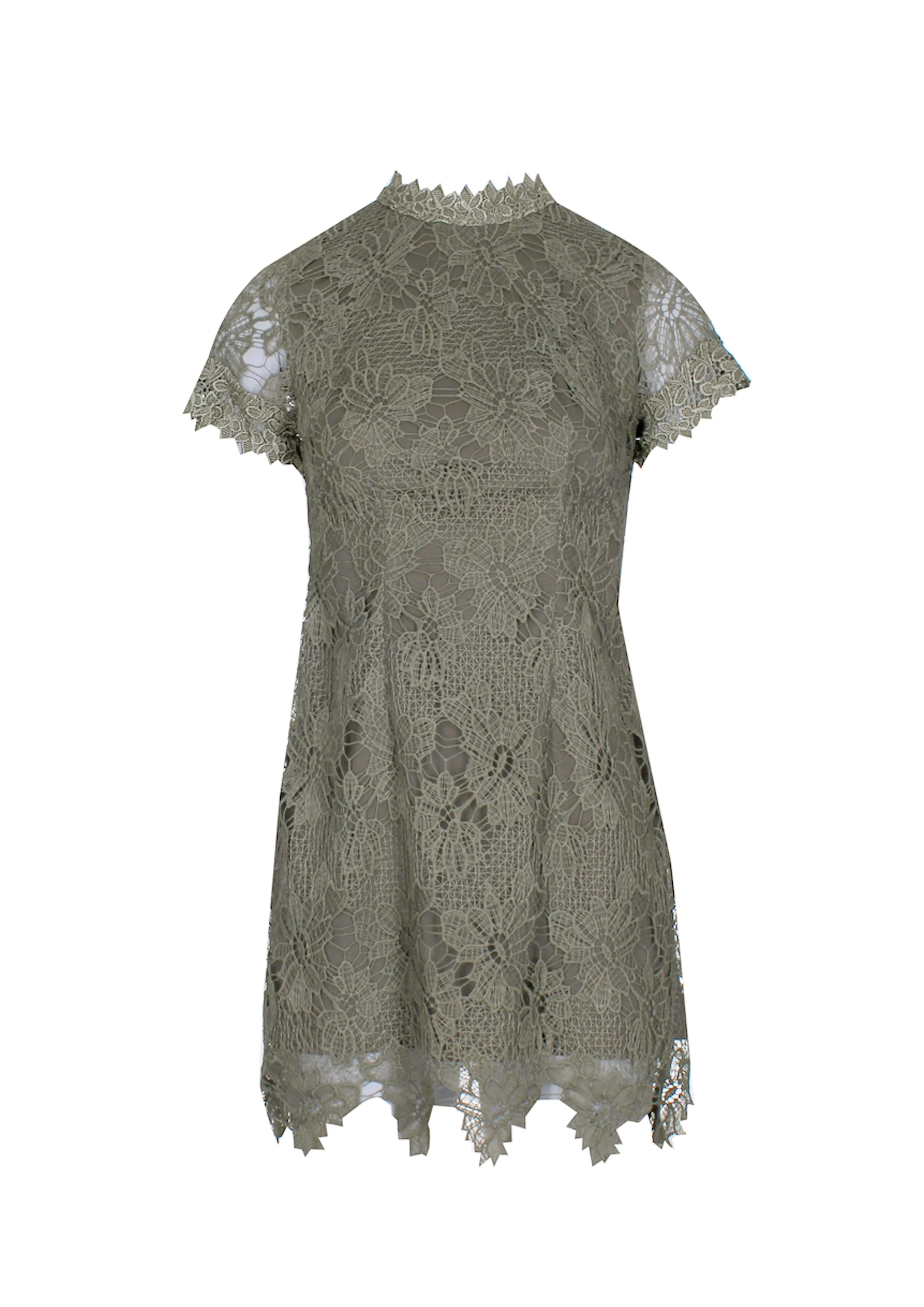 Khaki Crochet Detail Mini Dress sold by AX Paris product image thumbnail 4