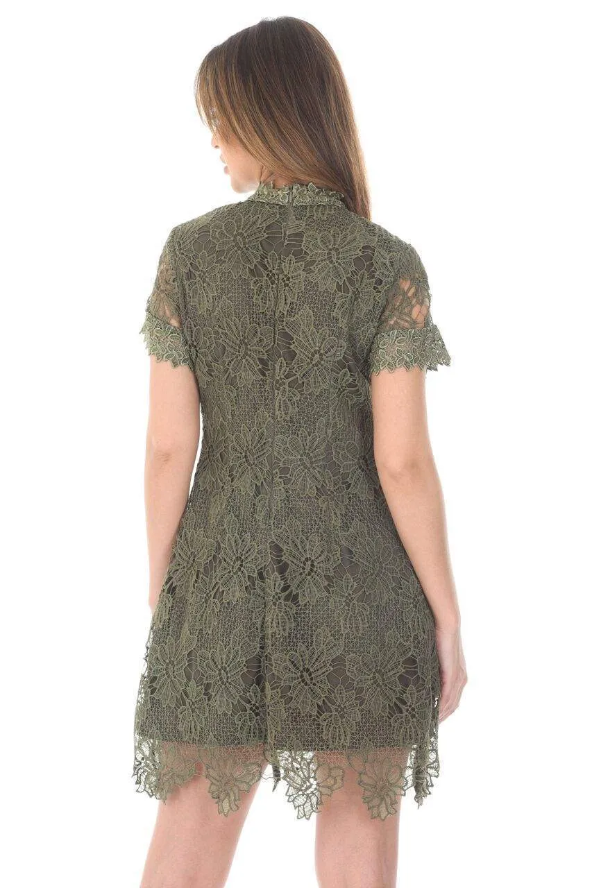 Khaki Crochet Detail Mini Dress sold by AX Paris product image thumbnail 3
