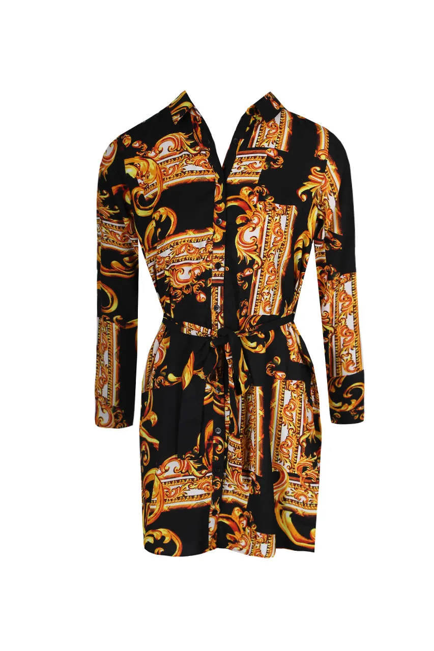 Black Patterned Shirt Dress sold by AX Paris product image thumbnail 4