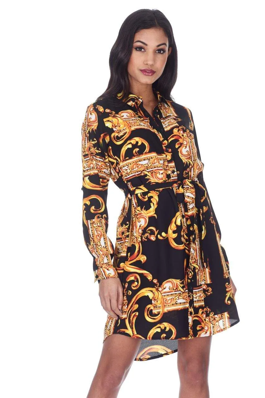 Black Patterned Shirt Dress sold by AX Paris
