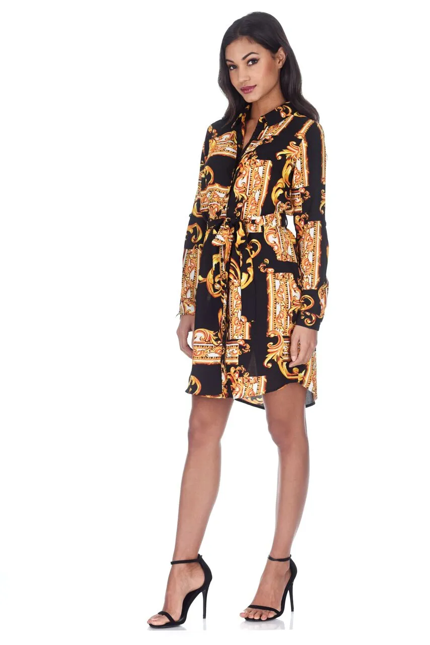 Black Patterned Shirt Dress sold by AX Paris product image thumbnail 2