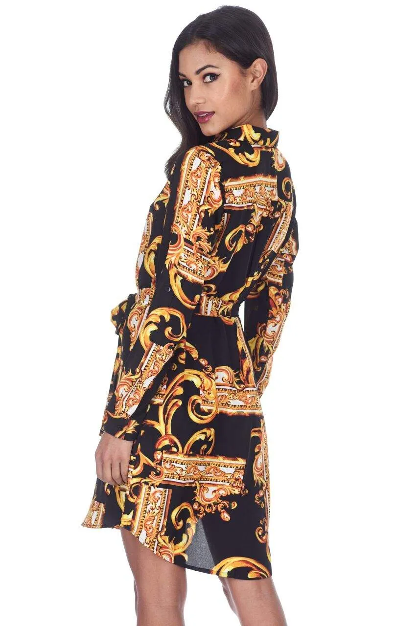 Black Patterned Shirt Dress sold by AX Paris product image thumbnail 3