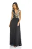 black Floral 2 in 1 V Neck Maxi Dress sold by AX Paris