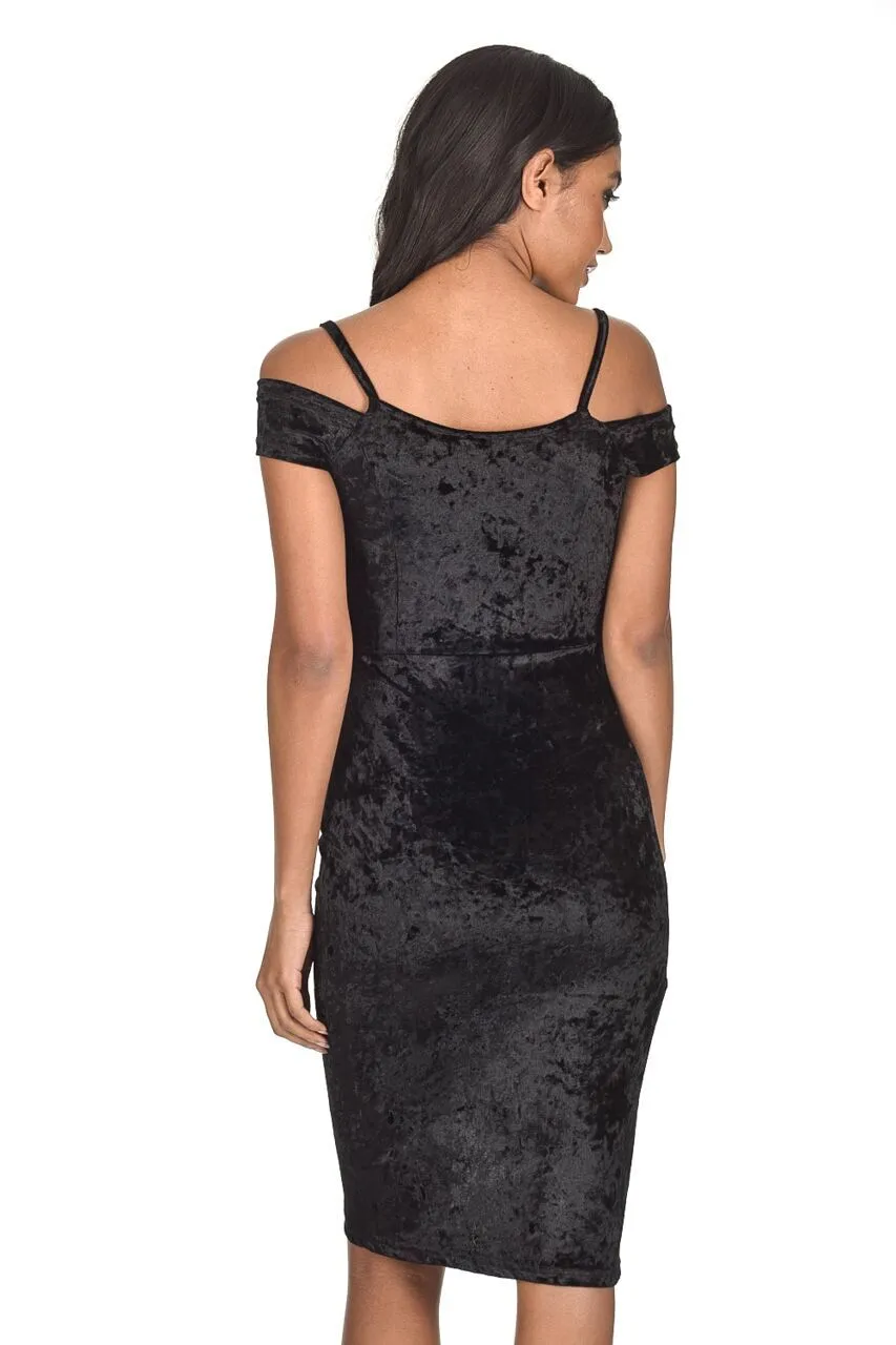 Black Crushed Velvet Wrap Dress sold by AX Paris product image thumbnail 3