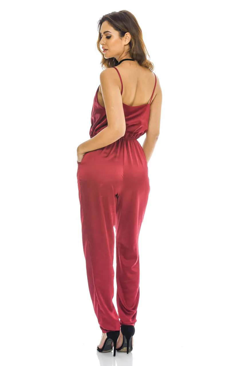 Wine Strappy Jumpsuit sold by AX Paris product image thumbnail 4