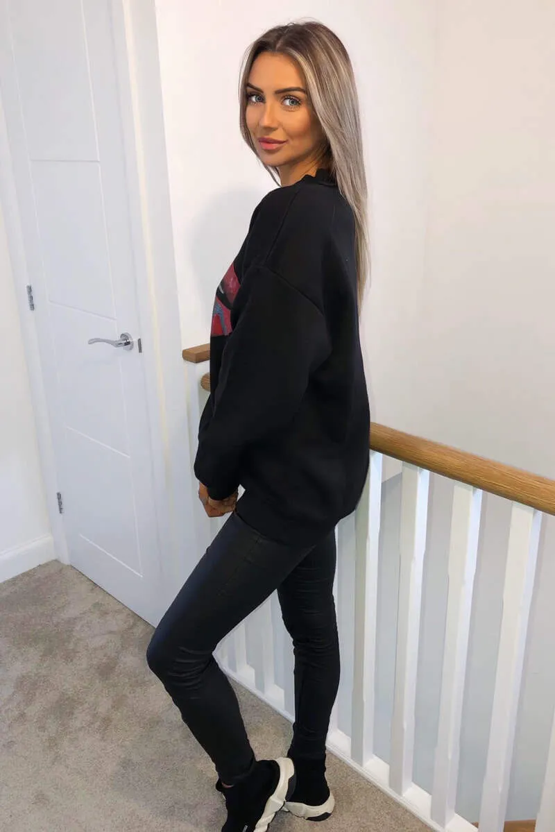 Black Red Lips Sweatshirt sold by AX Paris product image thumbnail 3