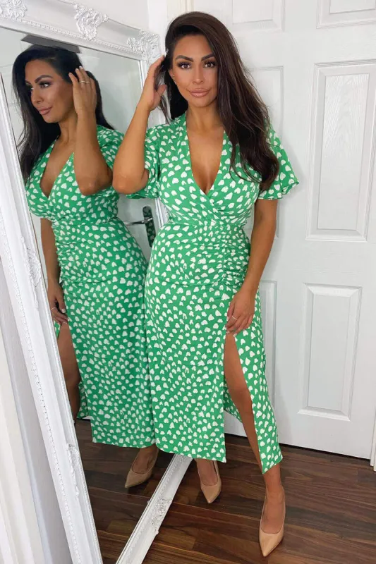 Green Heart Print Midi Dress sold by AX Paris