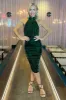 Green Velvet Halterneck Midi Dress sold by AX Paris