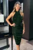 Green Velvet Halterneck Midi Dress sold by AX Paris