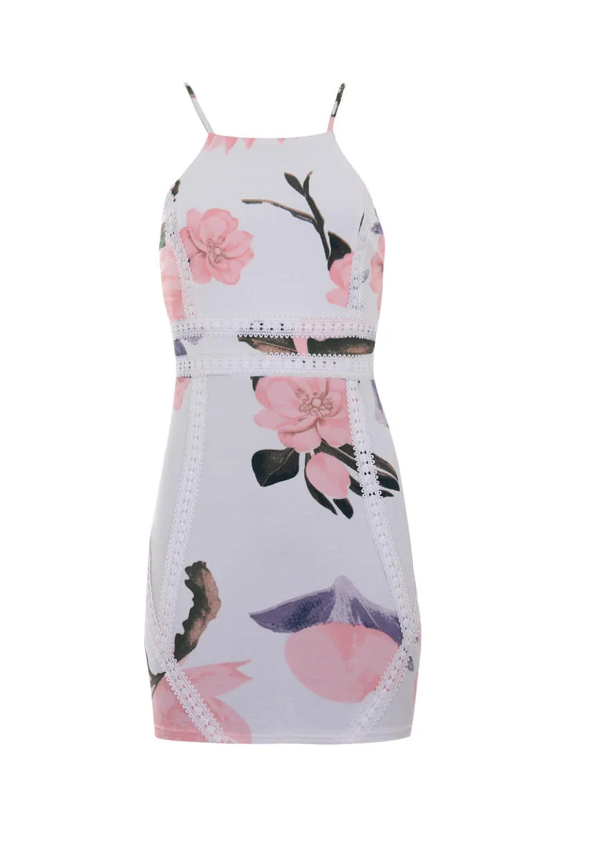 Cream Floral Crochet Detailing Mini Dress sold by AX Paris product image thumbnail 4