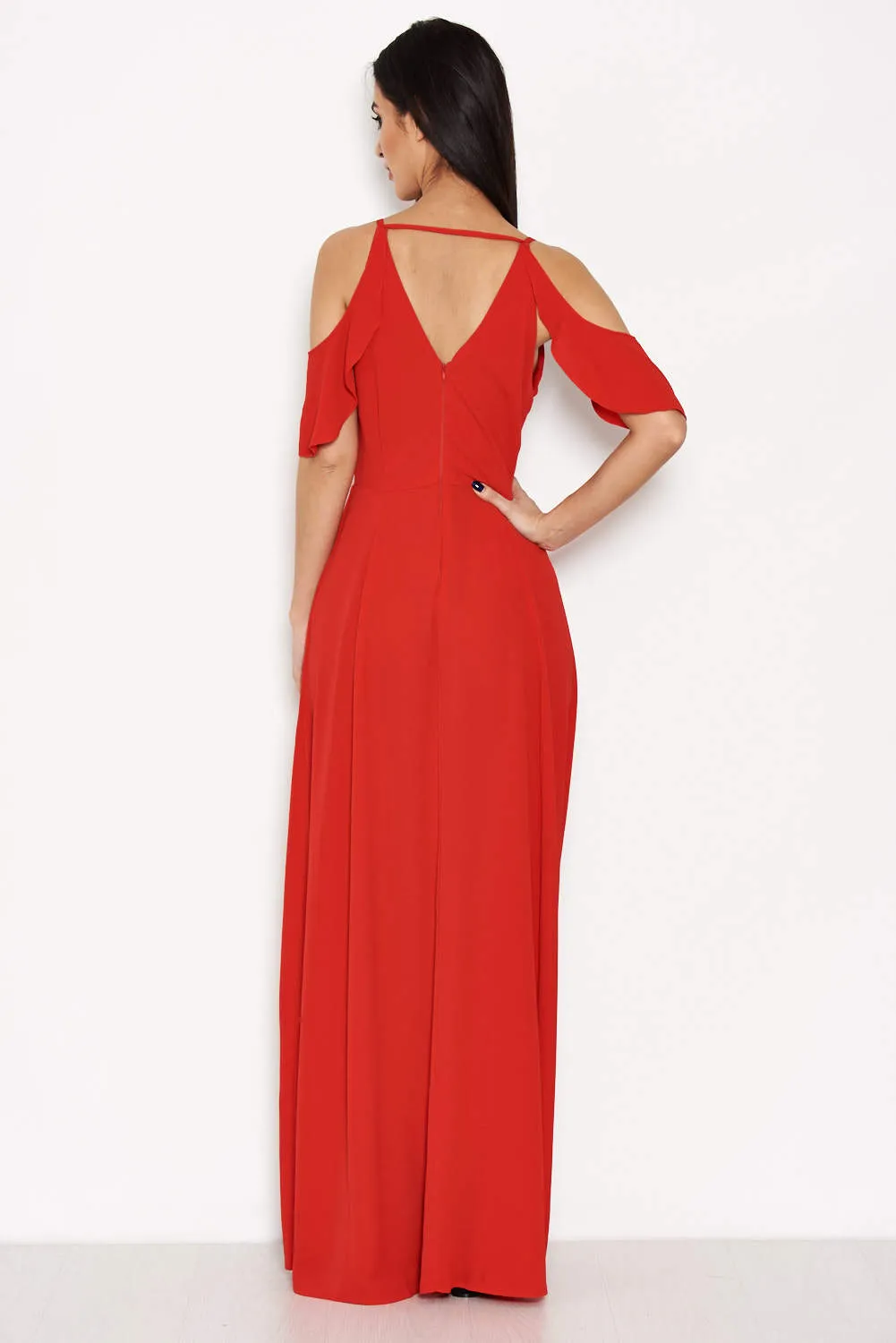 Red Cut Out Shoulder Maxi Dress sold by AX Paris product image thumbnail 4