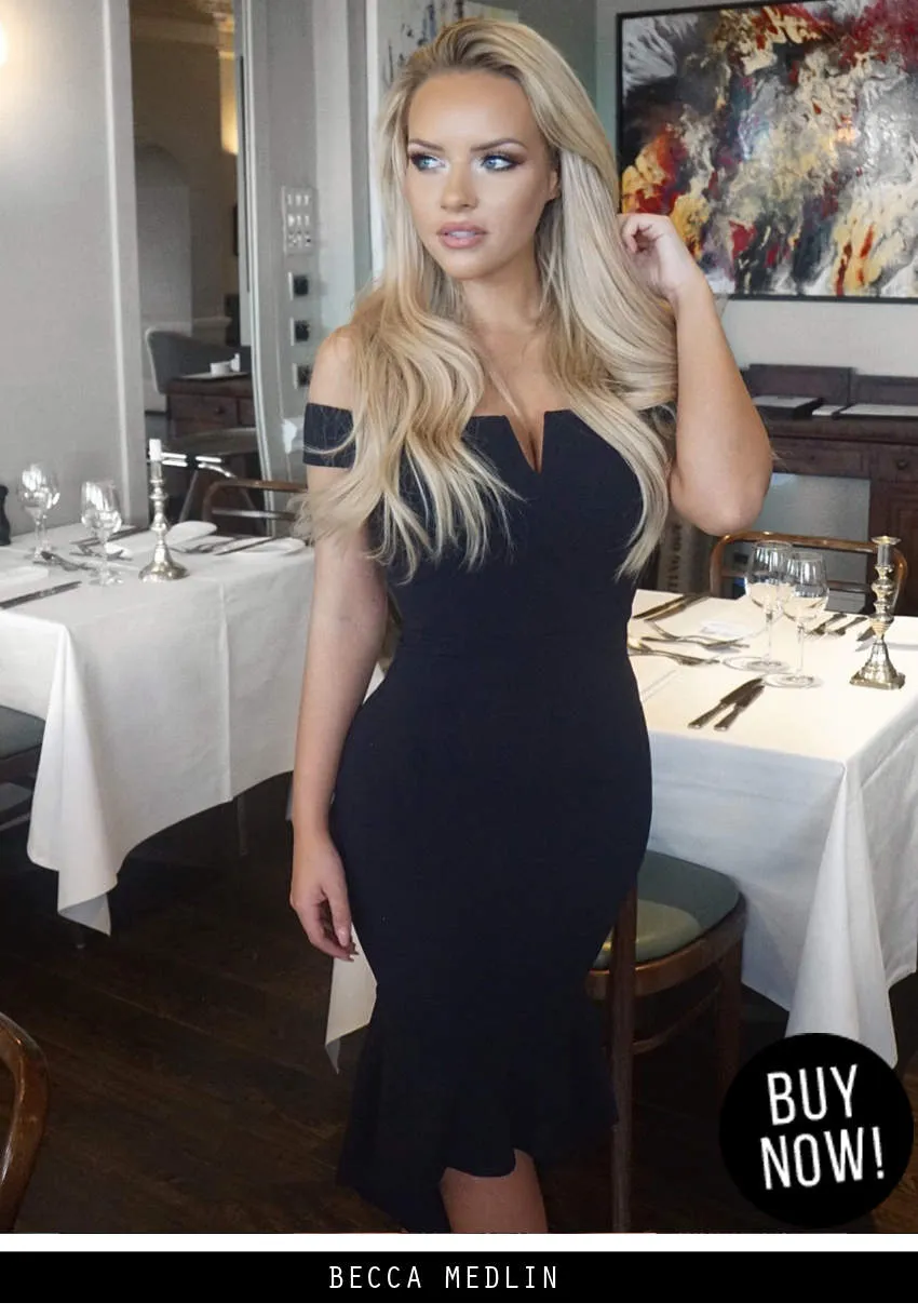 Navy Bardot Fishtail Midi Dress sold by AX Paris product image thumbnail 2