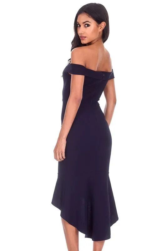 Navy Bardot Fishtail Midi Dress sold by AX Paris product image thumbnail 3