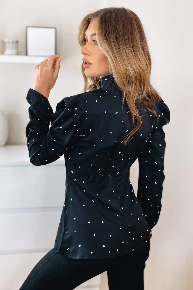 Black Polka Dot Puff Sleeve Top sold by AX Paris product image thumbnail 5