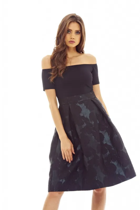 Black/Green 2-In-1 Midi Skater Dress sold by AX Paris