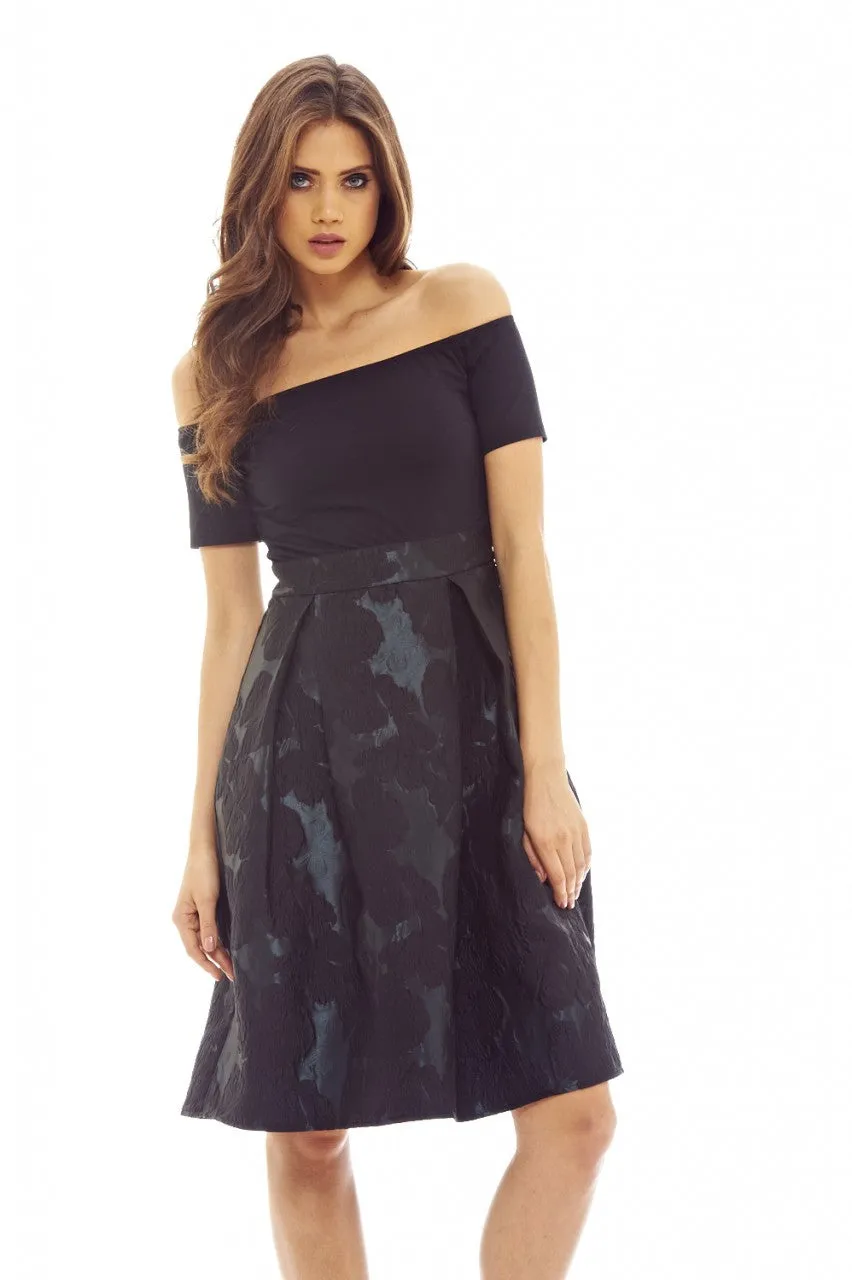 Black/Green 2-In-1 Midi Skater Dress sold by AX Paris product image thumbnail 5