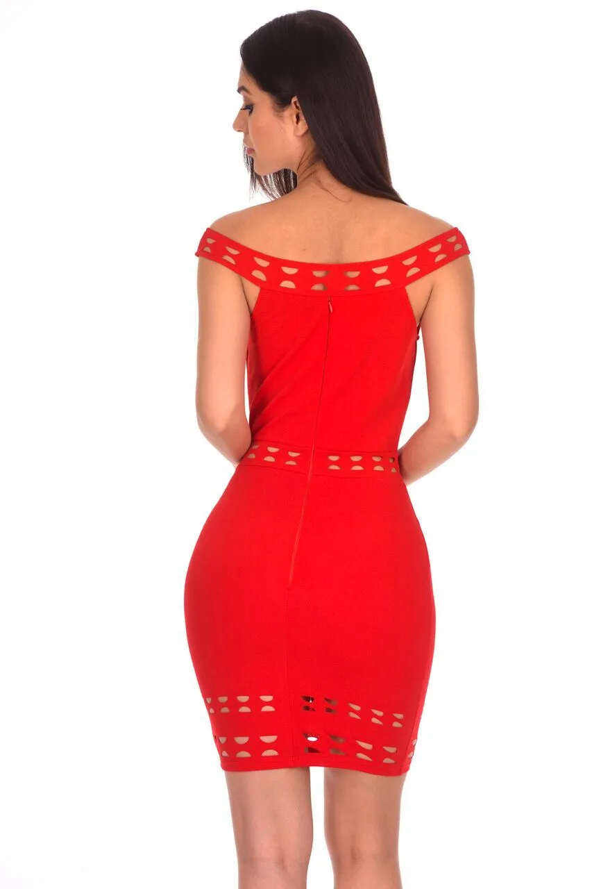 Red Cutout Detail Mini Dress sold by AX Paris product image thumbnail 3