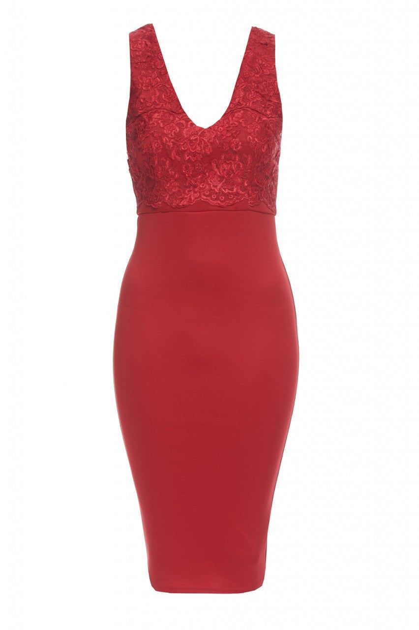 V Neck Lace Bodycon Dress sold by AX Paris product image thumbnail 5