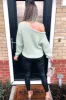 Sage Off The Shoulder Chunky Knit Jumper sold by AX Paris
