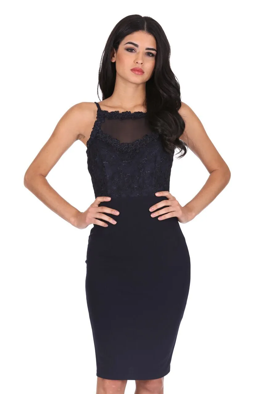 Navy Mesh Embroidered Midi Dress sold by AX Paris product image thumbnail 5
