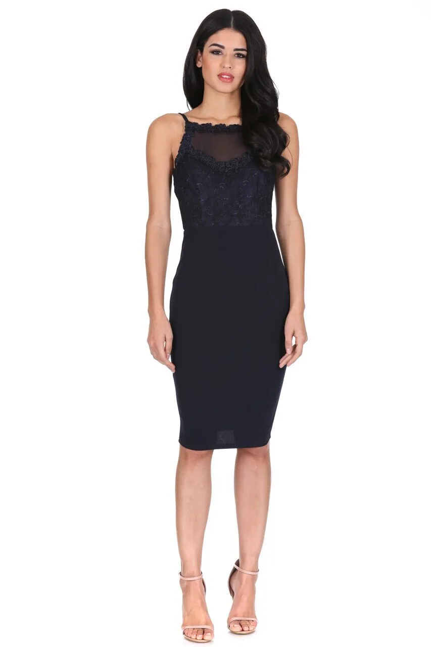 Navy Mesh Embroidered Midi Dress sold by AX Paris product image thumbnail 2