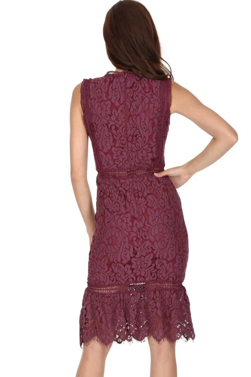 Plum Lace Midi Dress sold by AX Paris product image thumbnail 3