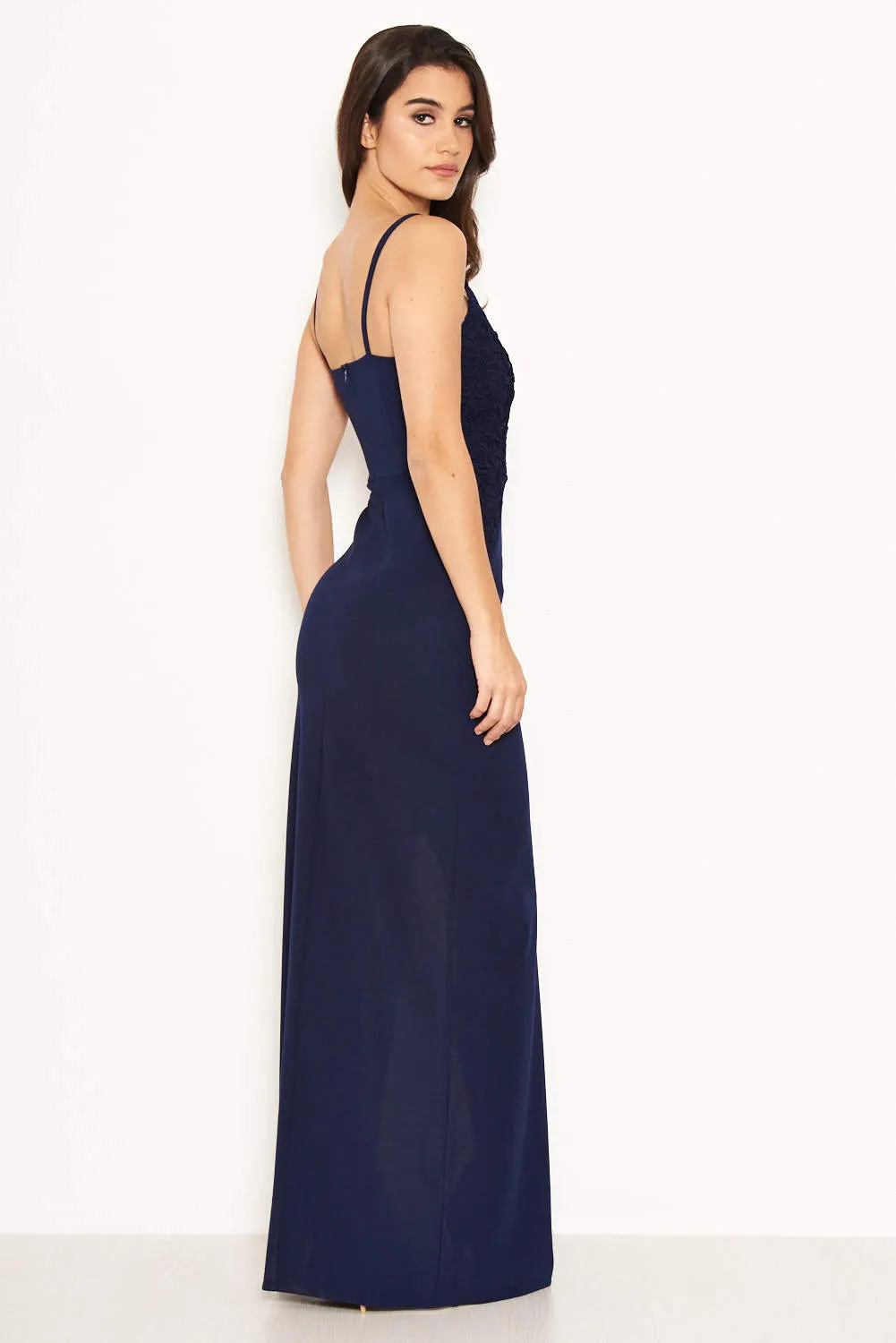 Navy Maxi Dress With Crochet Front sold by AX Paris product image thumbnail 3