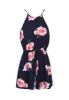 Navy Contrast Floral High Neck Playsuit sold by AX Paris