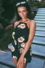 Navy Contrast Floral High Neck Playsuit sold by AX Paris