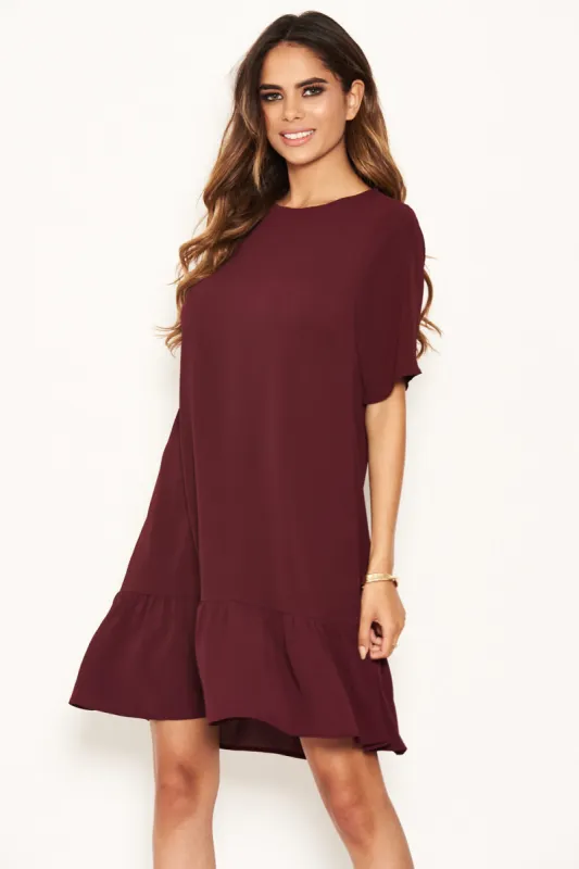 Plum Frill Hem Shift Dress sold by AX Paris