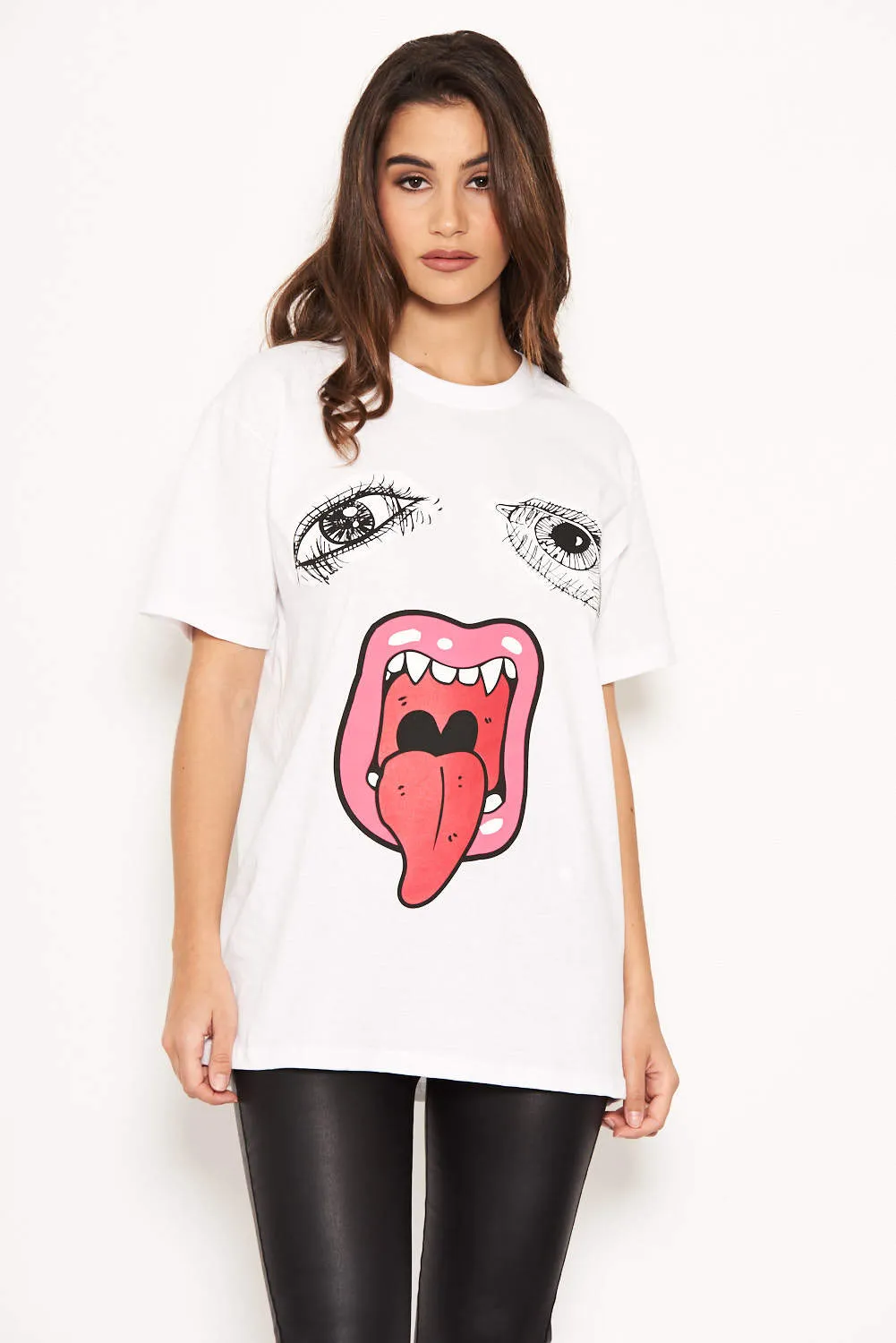Face Print White T-Shirt sold by AX Paris product image thumbnail 5