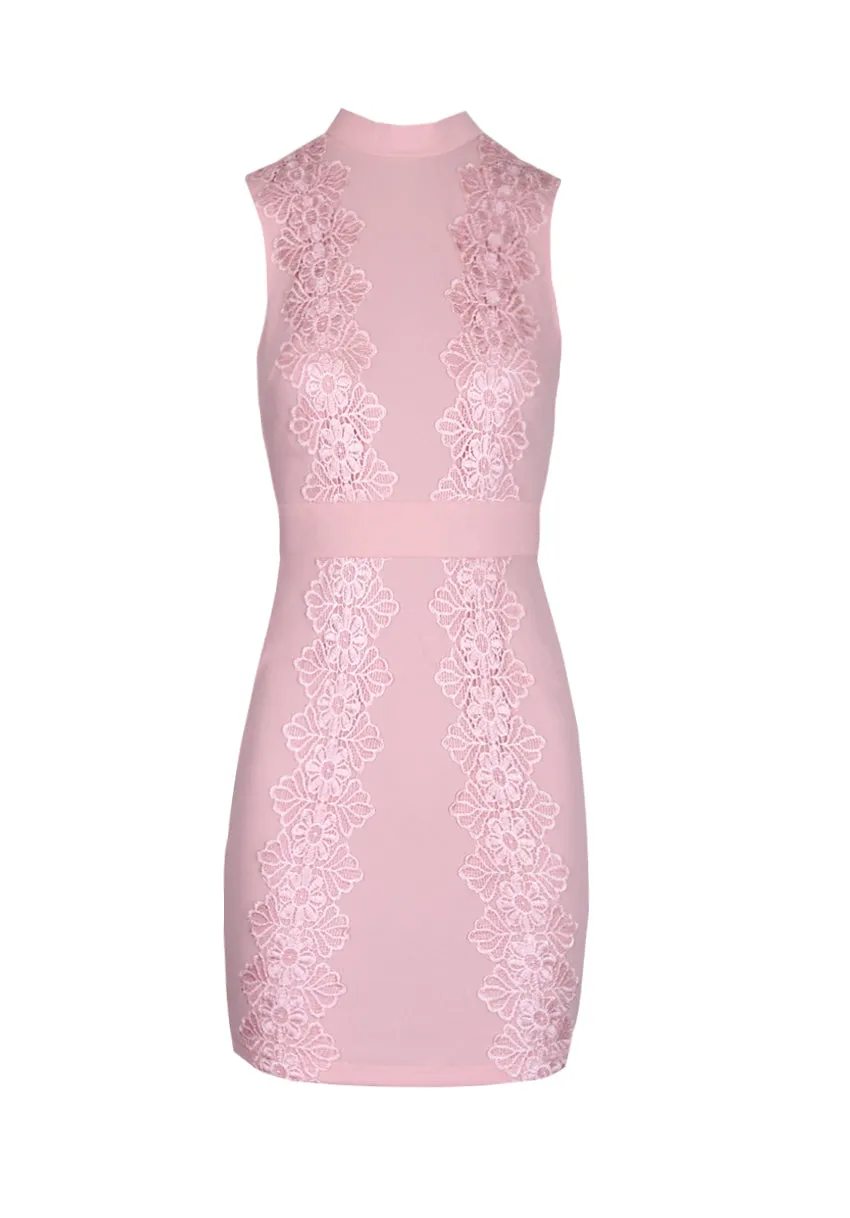 Blush Crochet Detail High Neck Midi Dress sold by AX Paris product image thumbnail 4