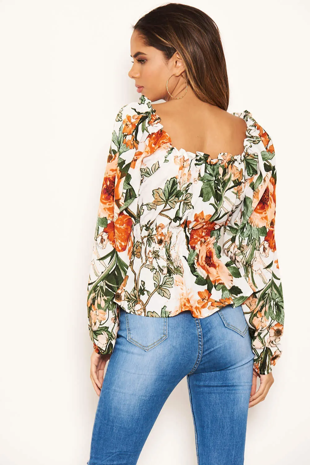 Cream Floral Square Neck Top sold by AX Paris product image thumbnail 4