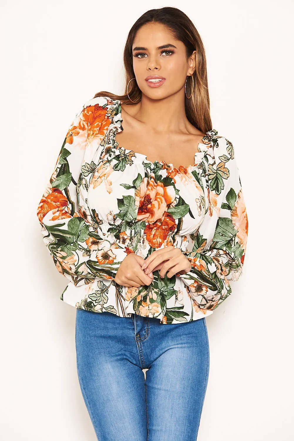 Cream Floral Square Neck Top sold by AX Paris product image thumbnail 2