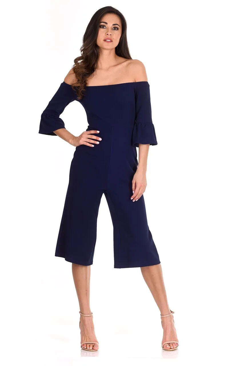 Navy Off The Shoulder Jumpsuit sold by AX Paris