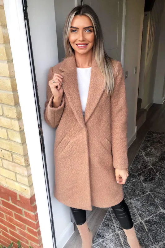 Camel Long Teddy Coat sold by AX Paris