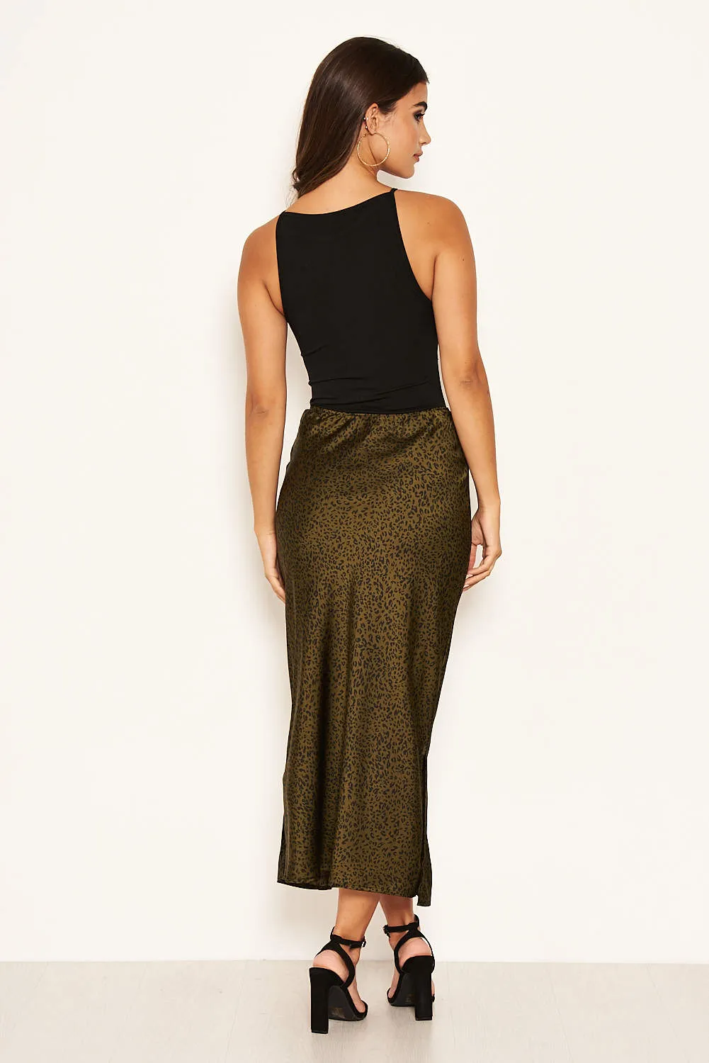 Khaki Animal Print Midi Skirt sold by AX Paris product image thumbnail 3