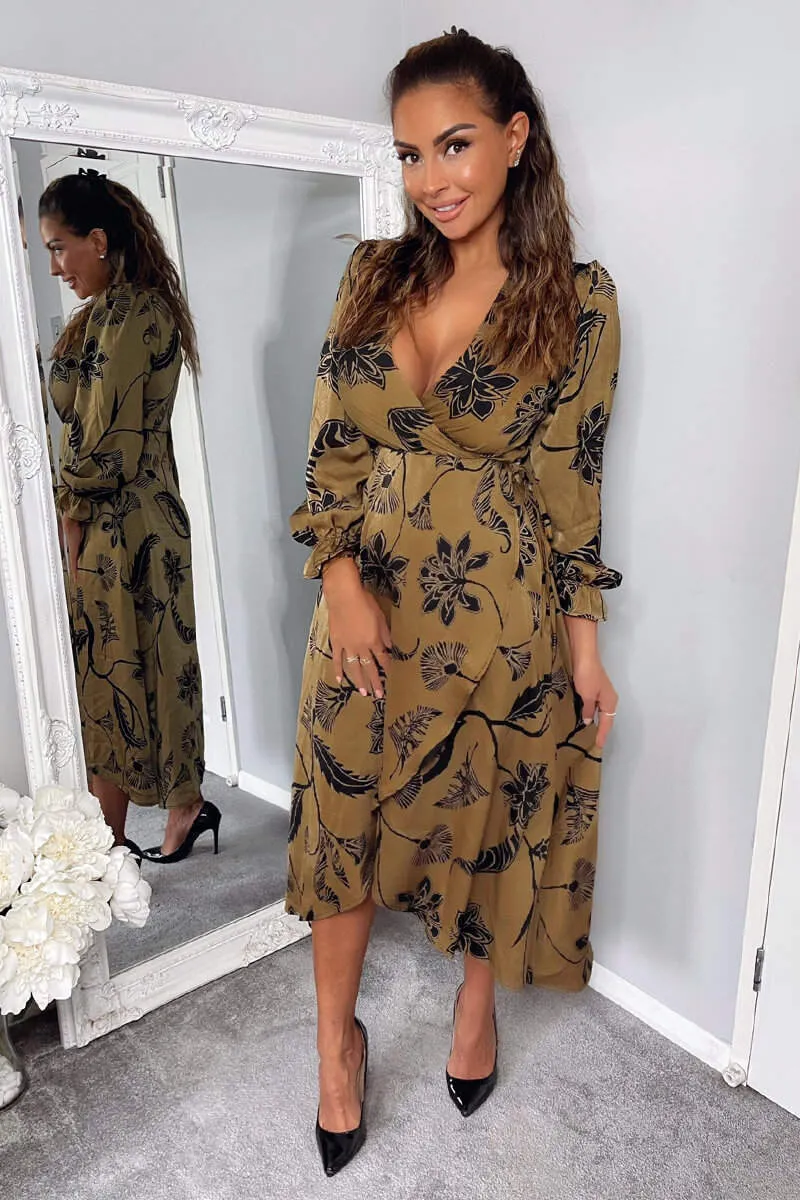Multi Floral Print Long Sleeve Wrap Midi Dress sold by AX Paris product image thumbnail 3