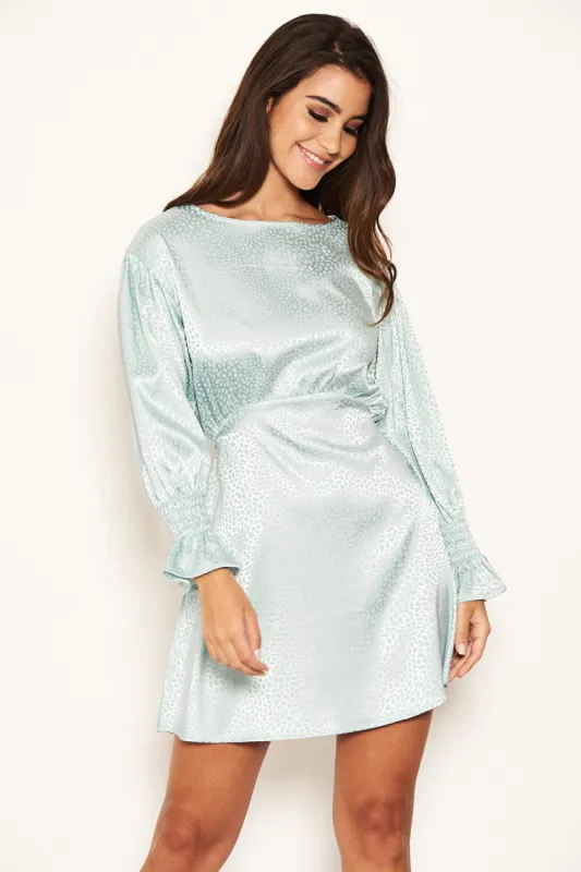 Blue Satin Printed Dress sold by AX Paris