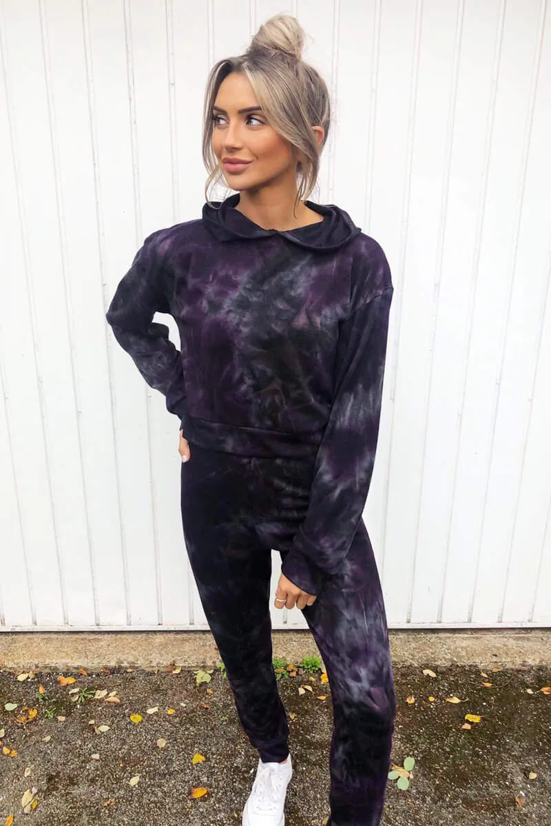 Plum Tie Dye Hoodie and Joggers Set sold by AX Paris product image thumbnail 4
