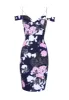 Navy Off Shoulder Floral Bodycon Midi Dress sold by AX Paris