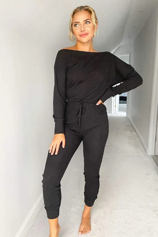 Black Knitted Long Sleeve Jumpsuit sold by AX Paris