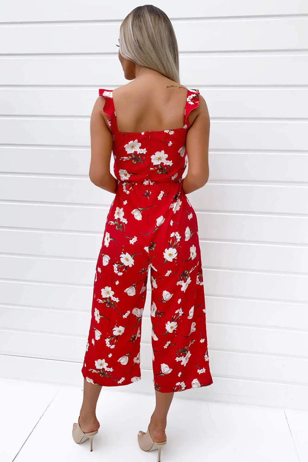 Red Floral Printed Jumpsuit sold by AX Paris product image thumbnail 3