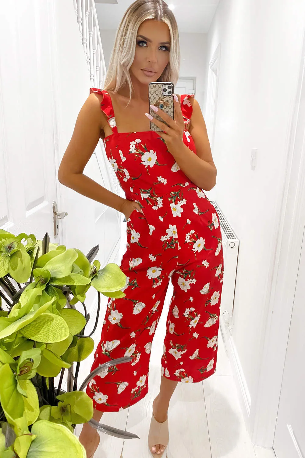 Red Floral Printed Jumpsuit sold by AX Paris product image thumbnail 5