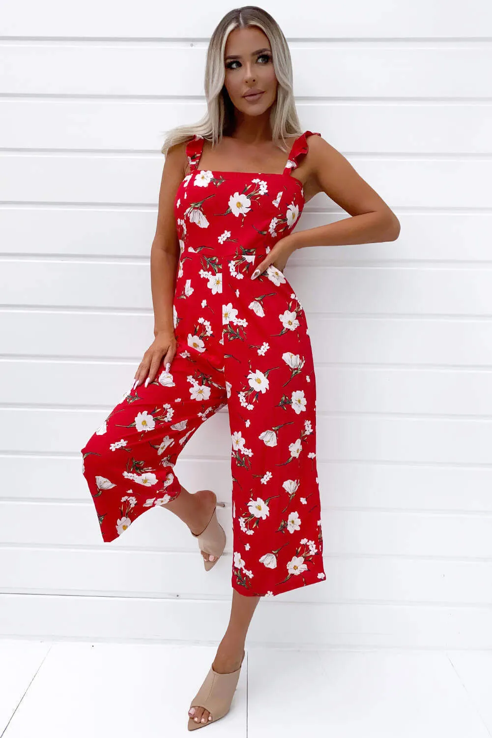 Red Floral Printed Jumpsuit sold by AX Paris product image thumbnail 2