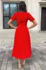 Red Wrap Side Tie Midi Dress sold by AX Paris