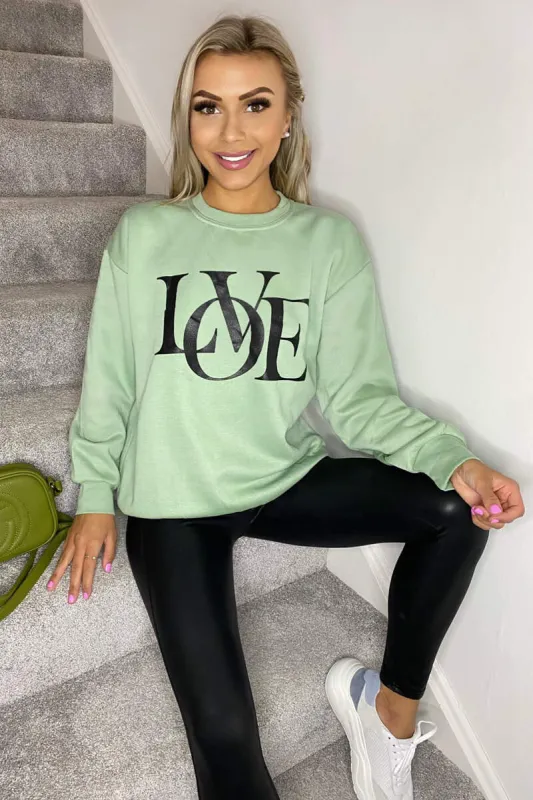 Sage LOVE Sweatshirt sold by AX Paris