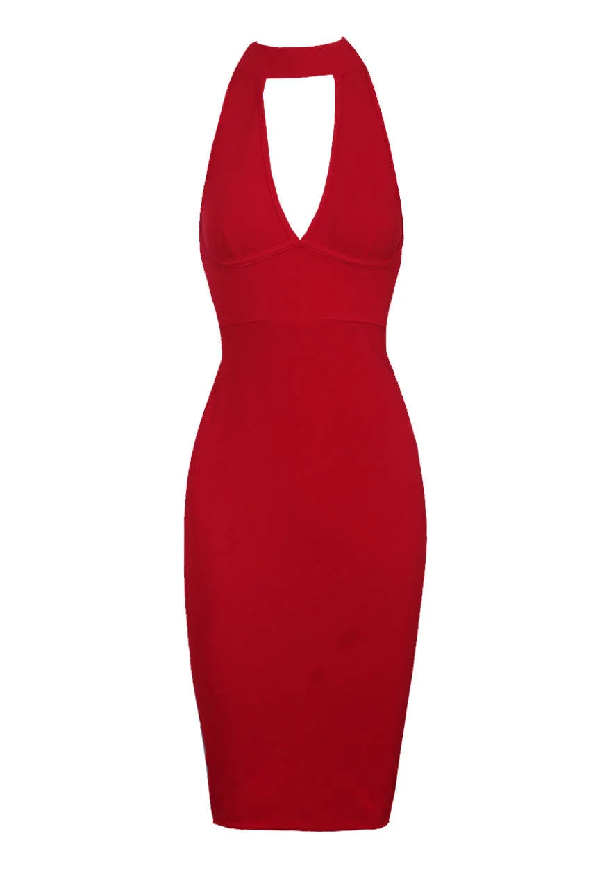 Red Choker Neck Midi Dress sold by AX Paris product image thumbnail 4