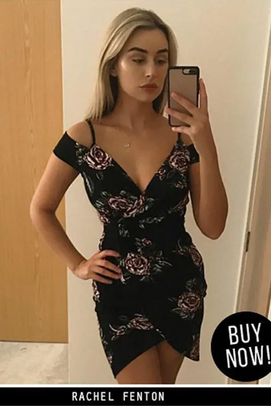 Black Floral Midi Dress sold by AX Paris
