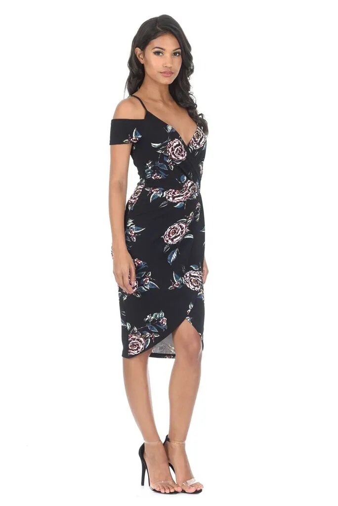 Black Floral Midi Dress sold by AX Paris product image thumbnail 2